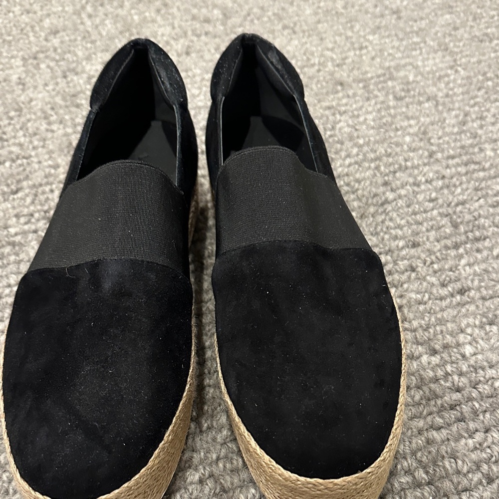 Vince Black Suede Slip-On Espadrilles